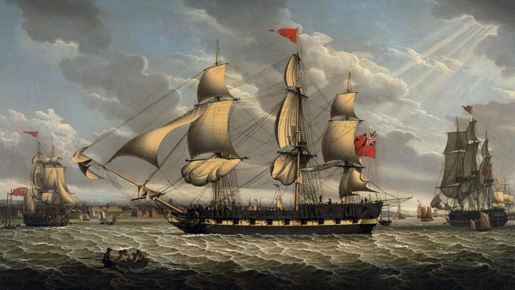 British Merchantman in the River Mersey off Liverpool by Robert Salmon