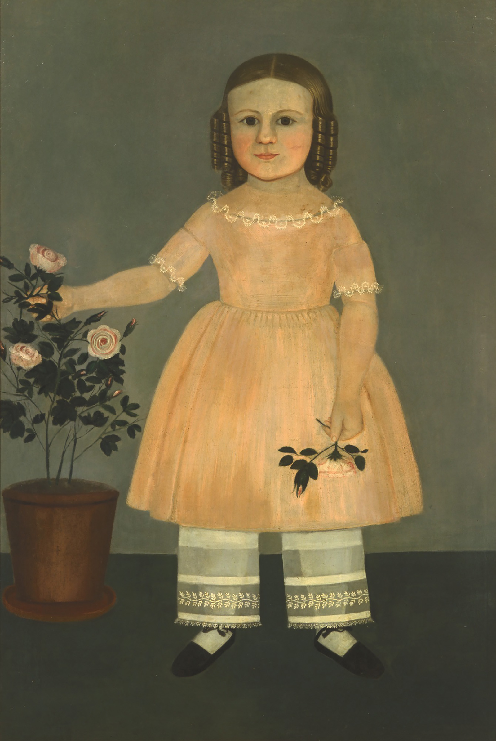 Young Girl with Flowers by Samuel Miller