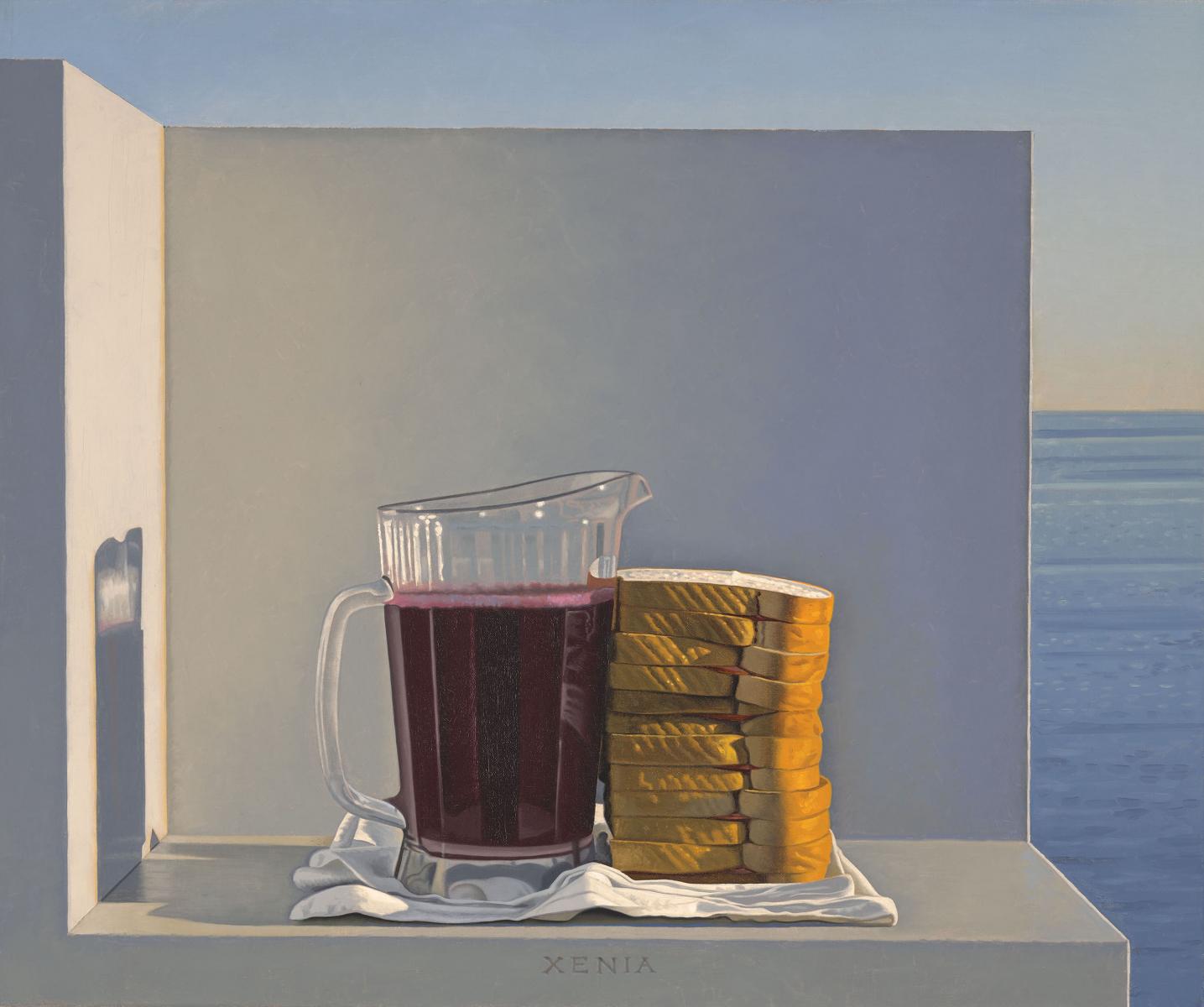 Still Life with Grape Juice and Sandwiches (Xenia) by David Ligare