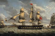 British Merchantman in the River Mersey off Liverpool by Robert Salmon