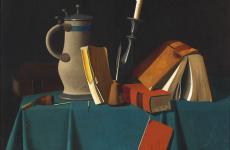 Still Life with Pitcher, Candle, and Books by John Frederick Peto